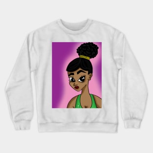 Cute black girl anime style art Crewneck Sweatshirt